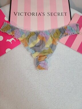 Retired VS Dream Angels Sheer Chiffon Ruffle Classic Thong Panty Size M